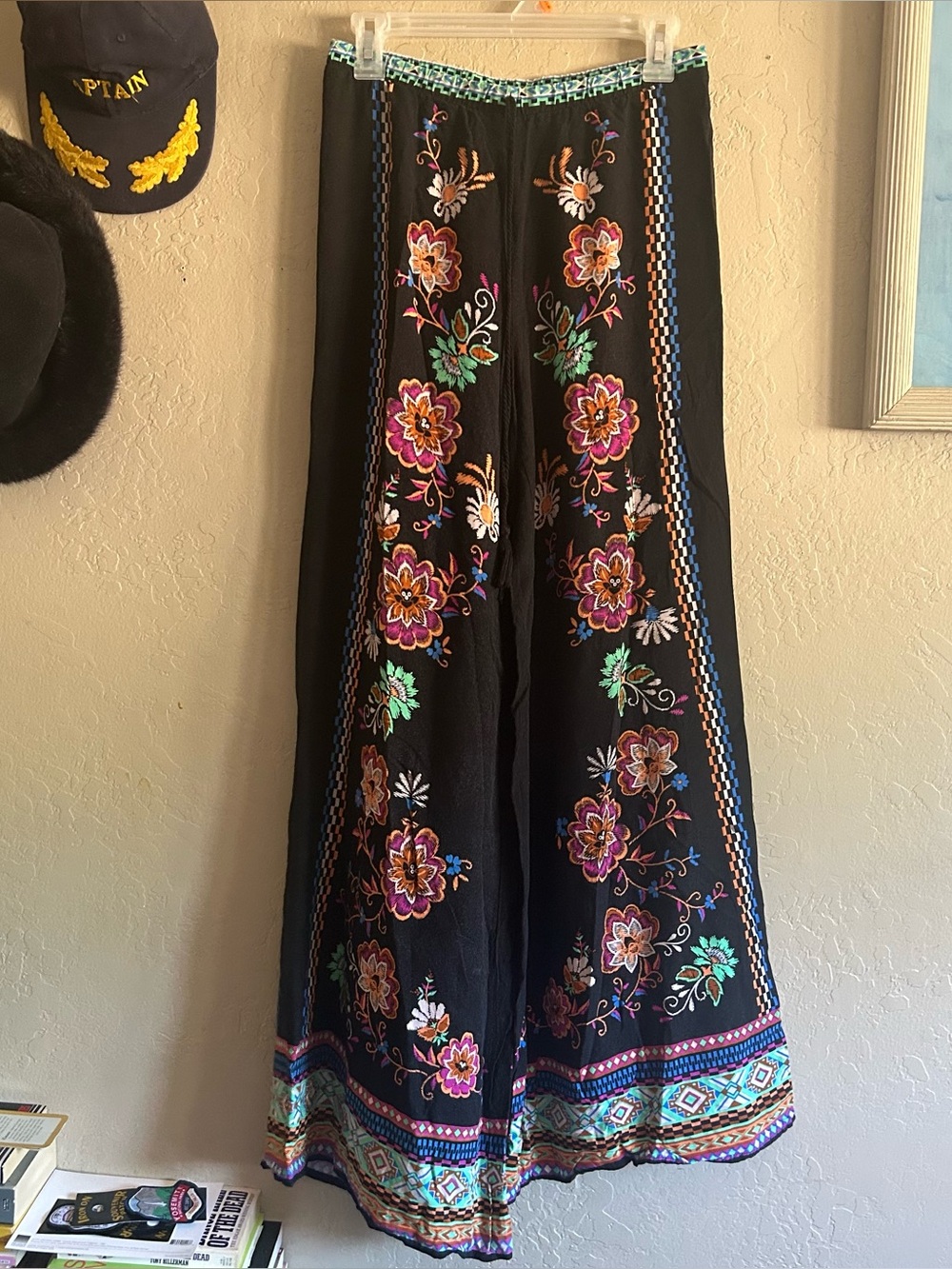 Boho embroidered flowy pants
